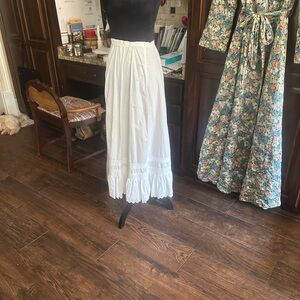 Custom Vintage Tie Waist Under Skirt White Lace Trim Maxi 28” GVC